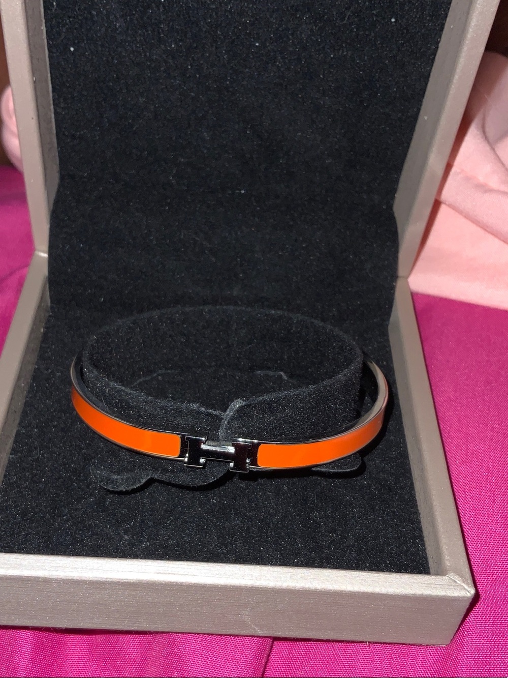 Inspired Orange Enamel Cuff Bracelet